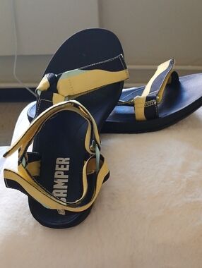 Camper Yellow and Navy Strapped Men's Sandals